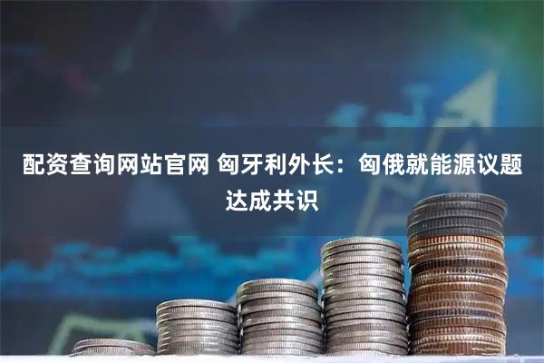 配资查询网站官网 匈牙利外长：匈俄就能源议题达成共识